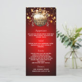 Kerstfeest kerstbal dinermenu in rood goud menu (Staand voorkant)