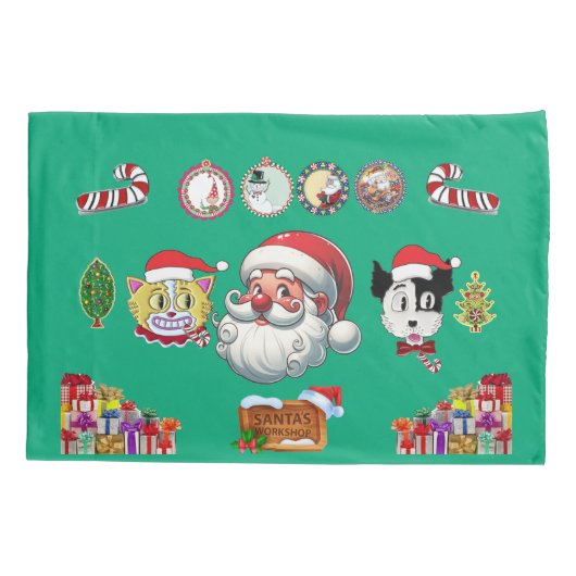 Kerstfeest Kussensloop met Santa, Jerry en Rex (Achterkant)