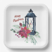 Kerstfeest Lantaarn Papieren Bordje (Voorkant)