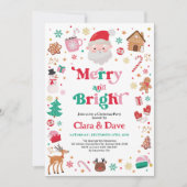Kerstfeest Merry & Bright Rood Roze Groen Kaart (Voorkant)