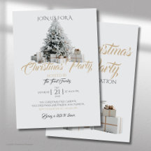 Kerstfeest met boom en cadeaus uitnodiging