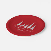 Kerstfeest met de roodmoderne kerstboom papieren bordje (Gekanteld)