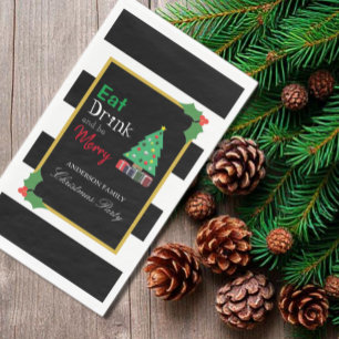 Kerstfeest met Eten Drinken en Vrolijkheid Servet
