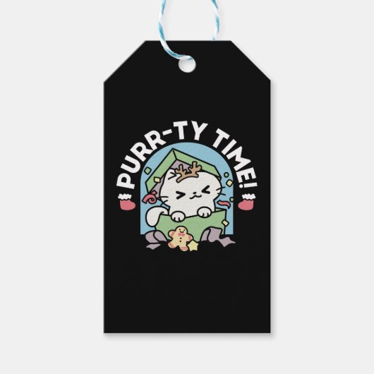 Kerstfeest met Gesponnen-ty Time Cat Cadeaulabel (Voorkant)