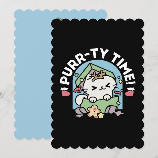 Kerstfeest met Gesponnen-ty Time Cat Kaart (Voorkant / Achterkant)