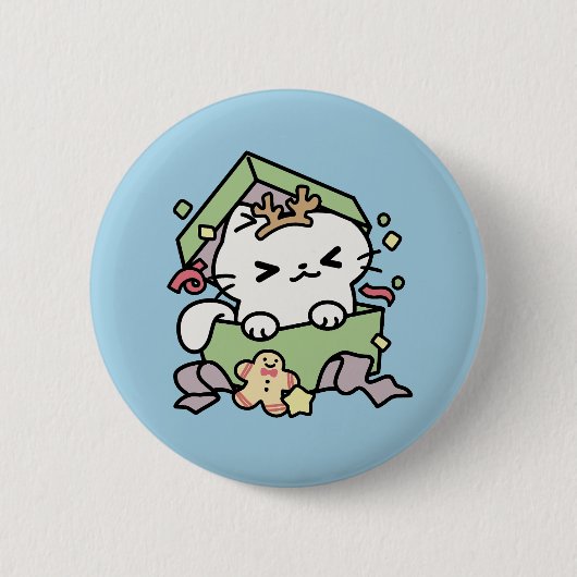 Kerstfeest met Gesponnen-ty Time Cat Ronde Button 5,7 Cm (Voorkant)