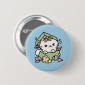 Kerstfeest met Gesponnen-ty Time Cat Ronde Button 5,7 Cm (Voorkant /achterkant)
