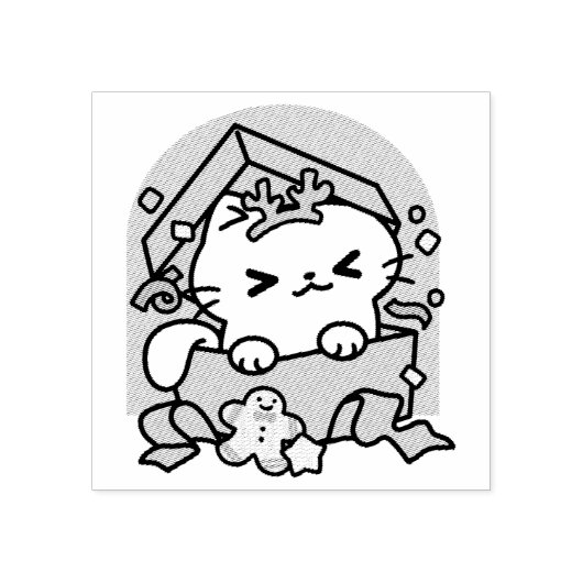 Kerstfeest met Gesponnen-ty Time Cat Rubberstempel (Afrduk)