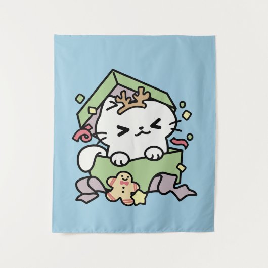 Kerstfeest met Gesponnen-ty Time Cat Wandkleed (Voorkant)