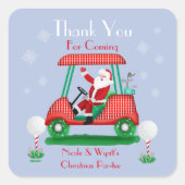 Kerstfeest met Golf Cart Dank je Vierkante Sticker (Voorkant)