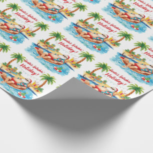Kerstfeest met Kerstman bij het zwembad Cadeaupapier