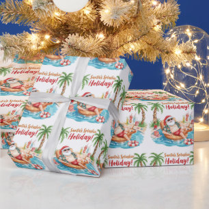 Kerstfeest met Kerstman bij het zwembad Cadeaupapier