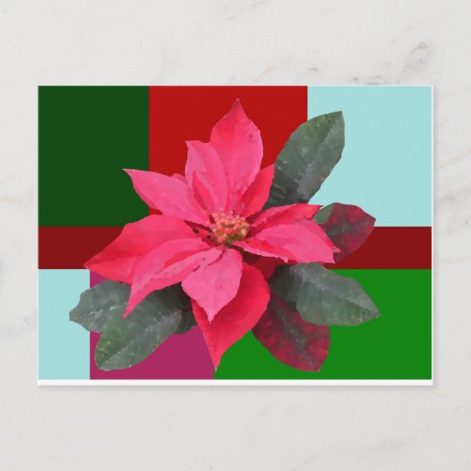 Kerstfeest met patchwork - Poinsettia Briefkaart (Voorkant)