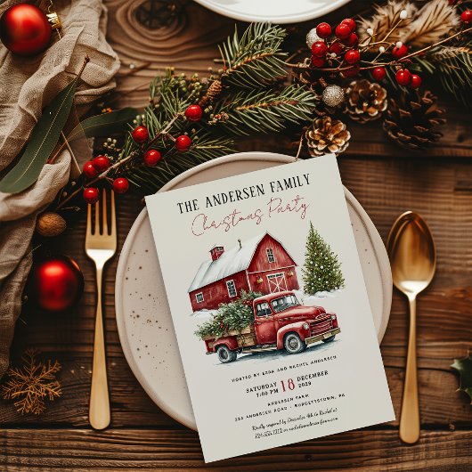 kerstfeest met Red Truck Rustic Kaart
