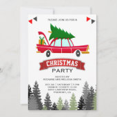 kerstfeest met rode auto kaart (Voorkant)