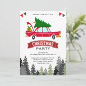 kerstfeest met rode auto kaart (Staand voorkant)