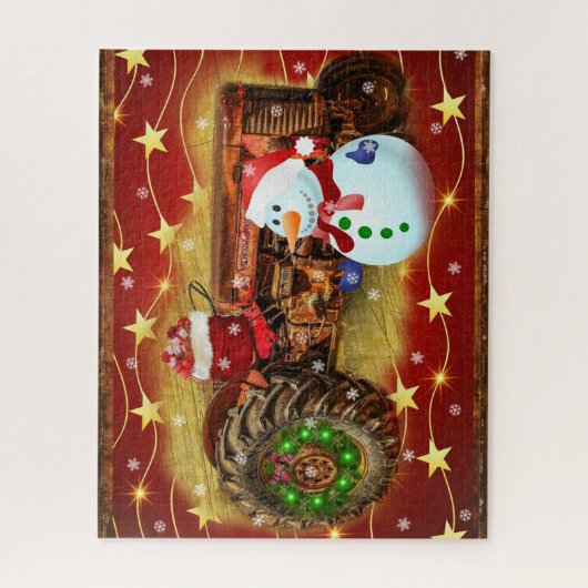 kerstfeest met rode Boerderijen Legpuzzel (Verticaal)