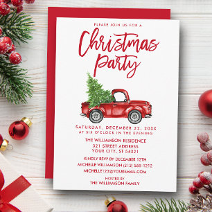 Kerstfeest met vintage rode vrachtwagen in borstel kaart
