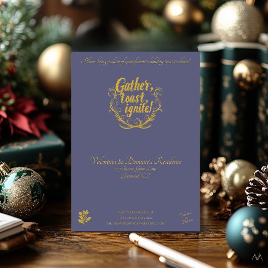 Kerstfeest met wijnglazen op Paarse Kaart