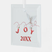 Kerstfeest met witte dove glas ornament (Voorkant links)