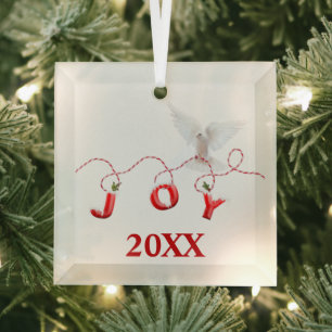 Kerstfeest met witte dove glas ornament