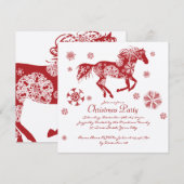 Kerstfeest met witte en rode paarden kaart (Voorkant / Achterkant)