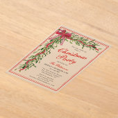 Kerstfeest Mistletoe Bow Modern Holiday Party Acryl Uitnodigingen (Laagn)