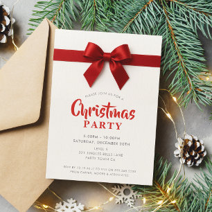 KERSTFEEST modern elegante rode lint strik Feestdagenkaart