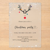 Kerstfeest modern grappig gematteerd rendier acryl uitnodigingen (Voorkant)