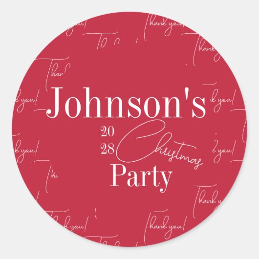 Kerstfeest Modern rood dank u Ronde Sticker (Voorkant)