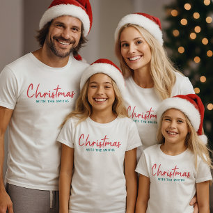 Kerstfeest   Moderne minimalistische familienaam T-shirt