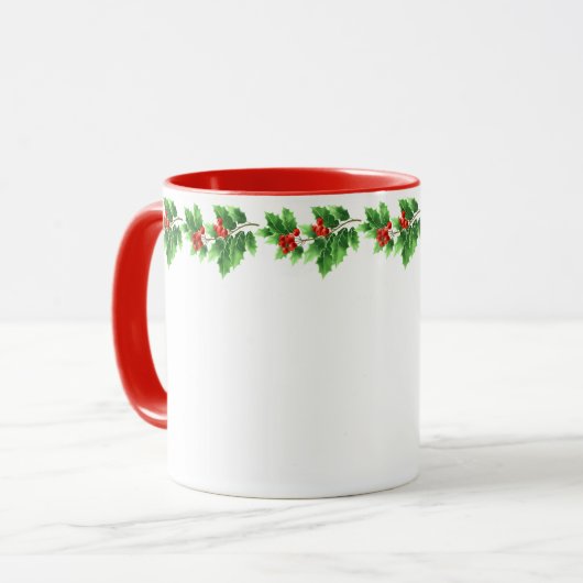 Kerstfeest Mok-Holiday Holly Mok (Voorkant links)