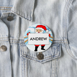 Kerstfeest naambadges ronde button 7,6 cm