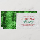 Kerstfeest Nodig Green Disco Glitter uit Kaart (Voorkant / Achterkant)