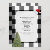 Kerstfeest nodigen buffel geruite ontwerp kaart (Voorkant / Achterkant)