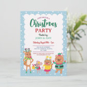 Kerstfeest nodigt teddybeer rendier uit kaart (Staand voorkant)