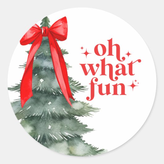 Kerstfeest oh wat leuk ronde sticker (Voorkant)