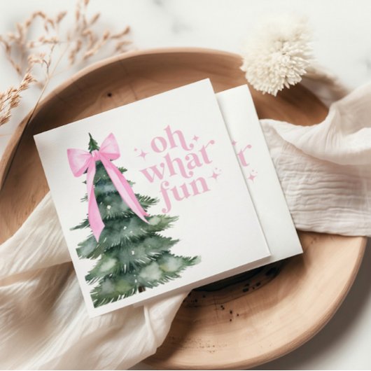 Kerstfeest Oh wat leuk roze Servet