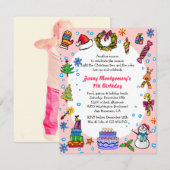 Kerstfeest op feestdag in roze Baby Kaart (Voorkant / Achterkant)