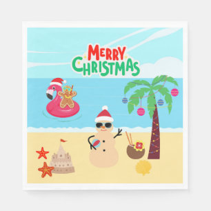 Kerstfeest op het strand servet
