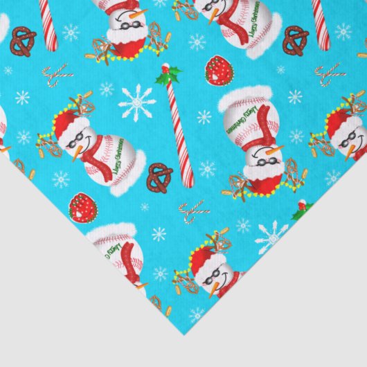 Kerstfeest op honkbal Snowman Tissuepapier (Detail)