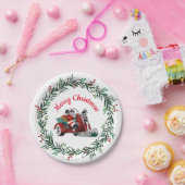 Kerstfeest op motorfiets papieren bordje (Feest)