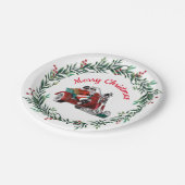 Kerstfeest op motorfiets papieren bordje (Gekanteld)