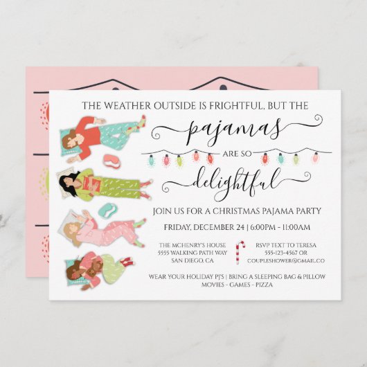 Kerstfeest Pajama Kaart (Voorkant / Achterkant)