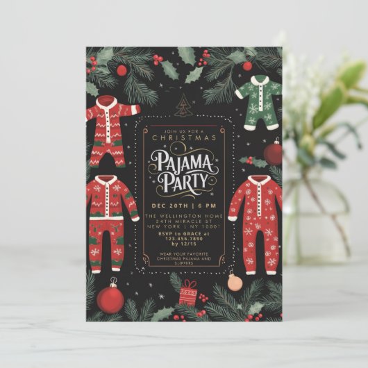 Kerstfeest Pajama Kaart (Staand voorkant)