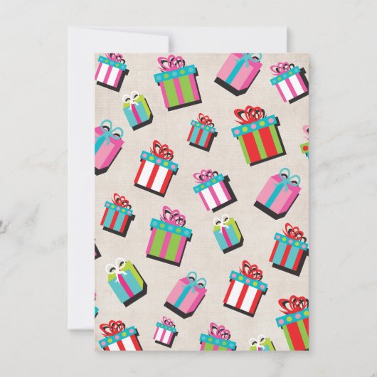 Kerstfeest Pajama met kerstman en geschenken Kaart (Achterkant)