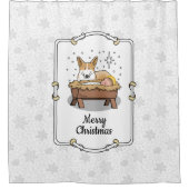 kerstfeest Pembroke Welsh Corgi (red1) Fun Douchegordijn (Voorkant)