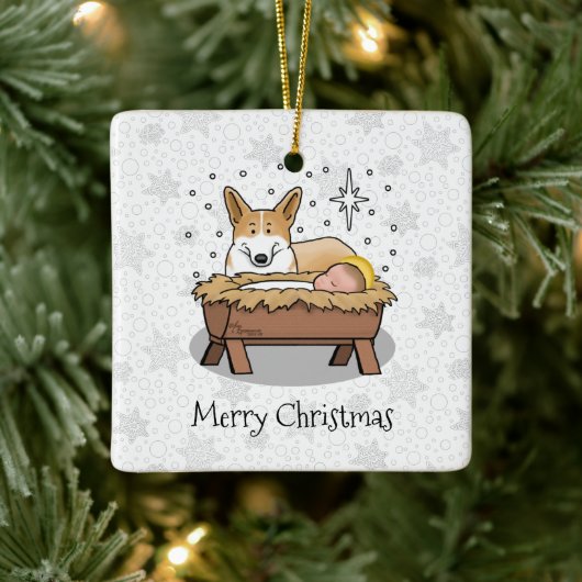 kerstfeest Pembroke Welsh Corgi (red1) Fun Keramisch Ornament (Boom)