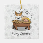 kerstfeest Pembroke Welsh Corgi (red1) Fun Keramisch Ornament (Voorkant)