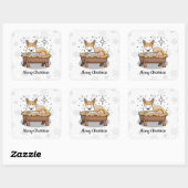 kerstfeest Pembroke Welsh Corgi (red1) Fun Vierkante Sticker (Vel)